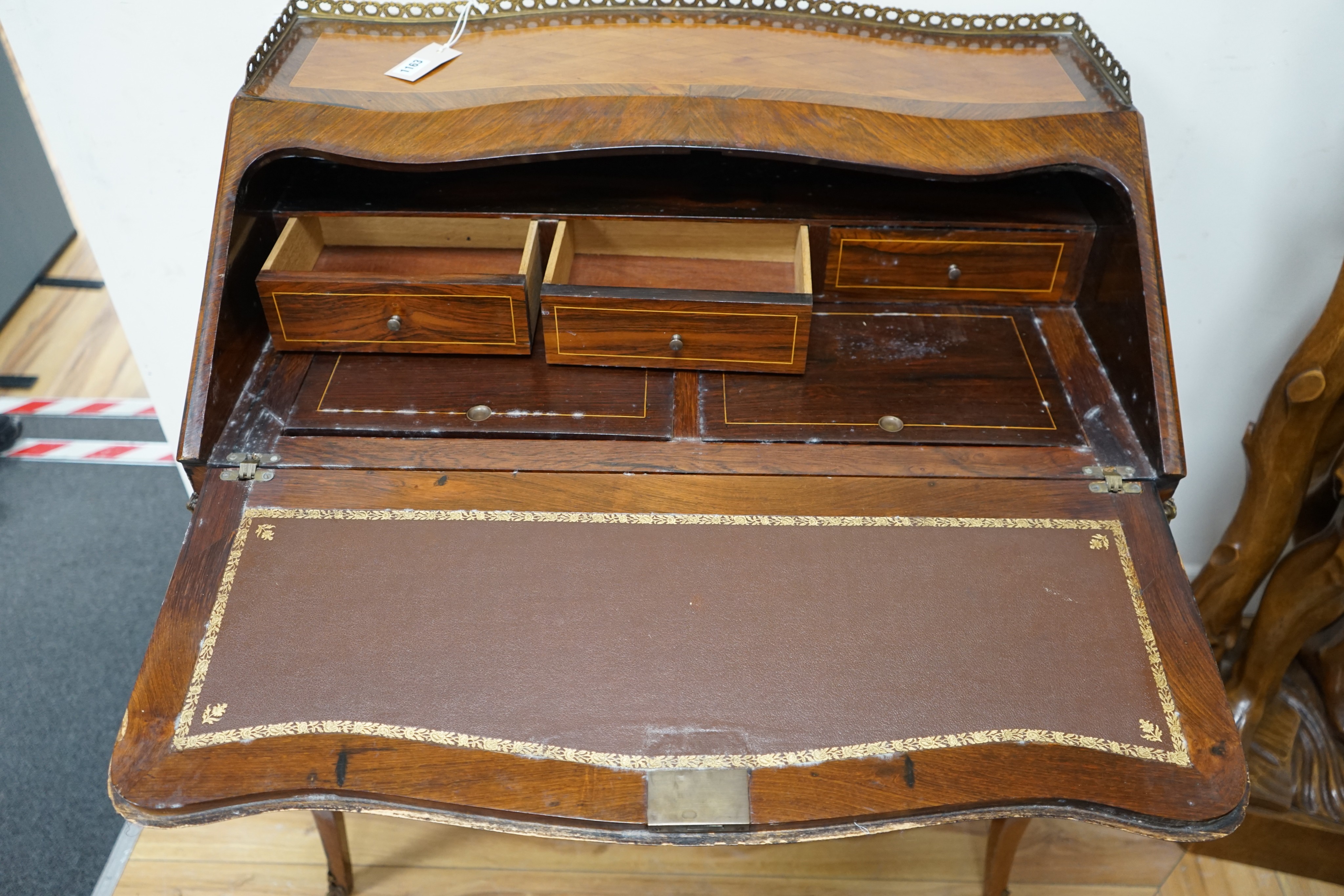 A Vernis Martin style bon heur du jour, width 80cm, depth 47cm, height 95cm